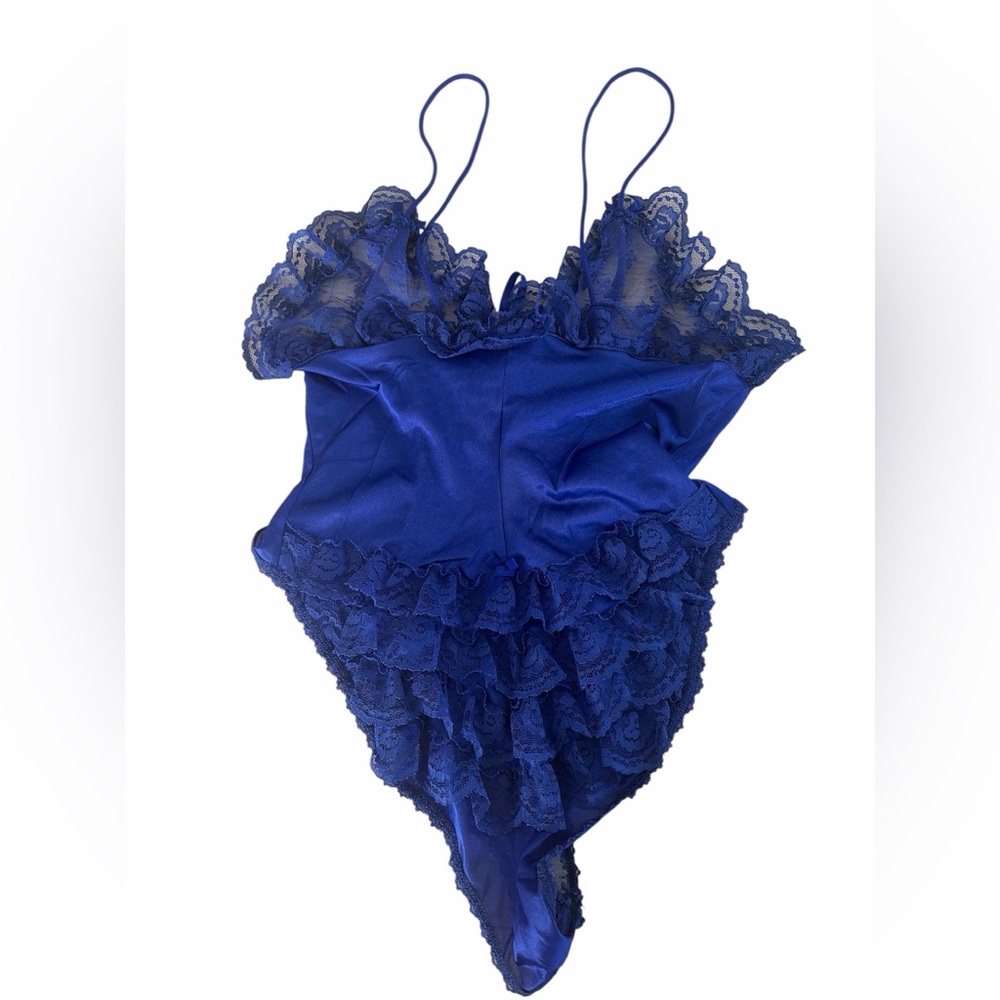 Vintage‎ blue ruffle lace bodysuit - Picture 2 of 4